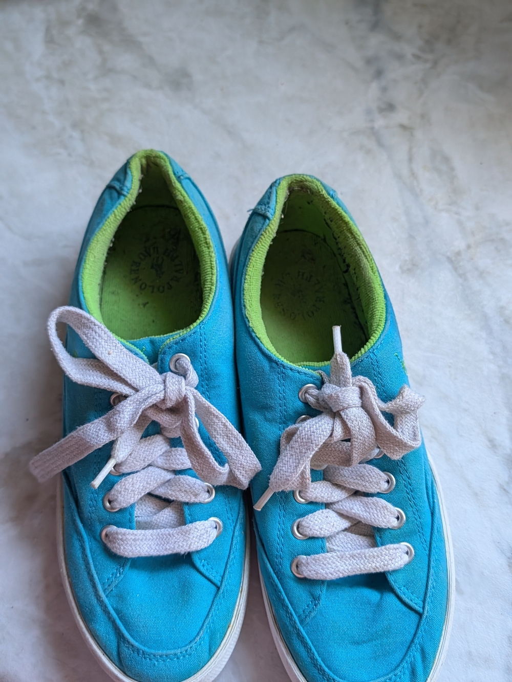 Polo by Ralph Lauren Turquoise & Lime Green Canvas Sneakers